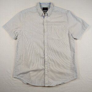 Denim & Flower White Pinstriped Slim Fit Shirt Ricky Singh Mens Large